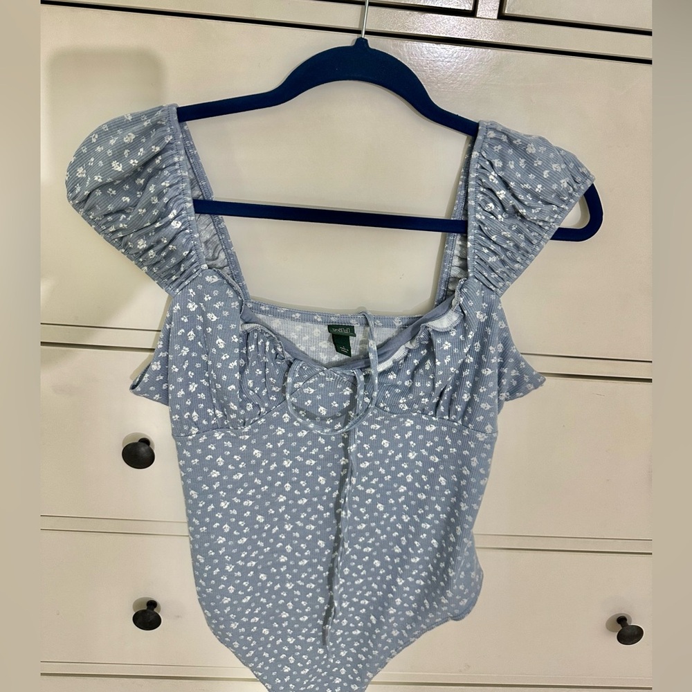 Wild Fable Floral Blue Bodysuit